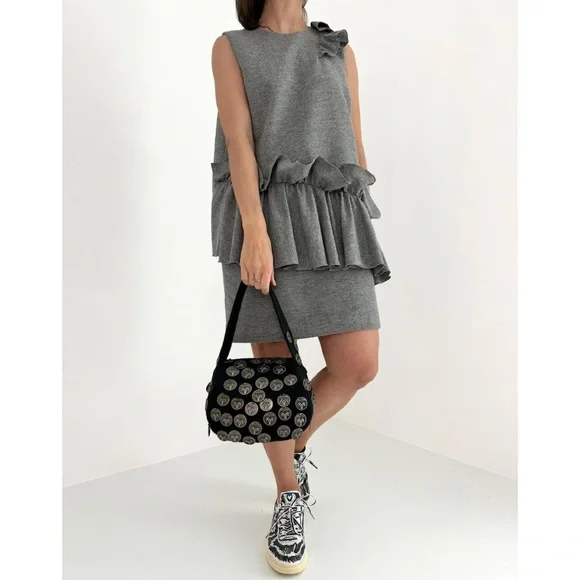 MSGM - RUFFLED WOOL-FLEECE MINI DRESS